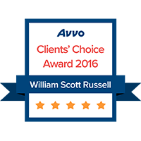 Avvo Clients' Choice Award 2016 William Scott Russell 5 Stars